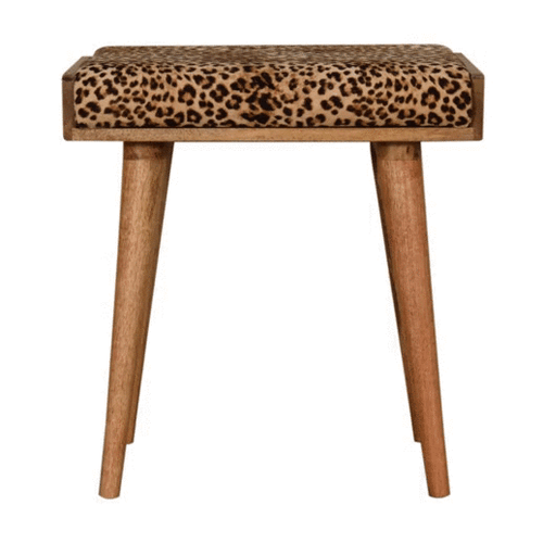 Adorable Solid Wood Furniture - Leopard Velvet Tray Style Footstool - Picture 10 of 11