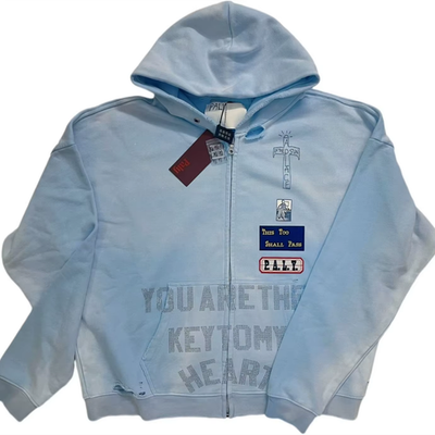 Paly Hollywood Zanucks Zip Hooded Sweatshirt 'Baby Blue' Men's