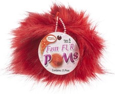 Pepperell Braiding Faux Fur Pom With Loop-Red...
