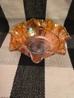 Vintage Golden Amber (Marigold) Indiana Carnivale Glass Bowl- 8.75" diameter