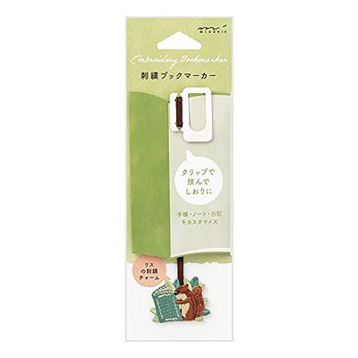 Midori Bookmark Embroidered Squirrel Pattern 62330006 Rayon +