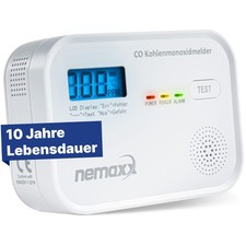 CO-Melder Kohlenmonoxidmelder 10 Jahre LCD 85 dB EN 50291-1:2018 mit Testtaste