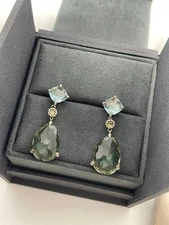 925 David Yurman Chatelaine Drop Earrings with Prasiolite Blue Topaz & Peridot