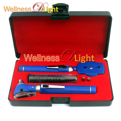 Diagnostic Otoscope / Ophthalmoscope Combine Blue Kit, LED Lamp, Specula, Case
