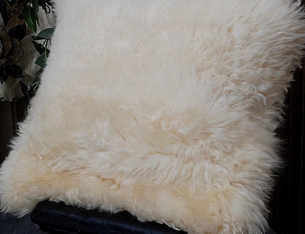 100% NUEVO GENUINO Piel de Oveja Natural (Juego de 4 Fundas) 45x45cm Funda Cojín A-1 Foto 3 de 4