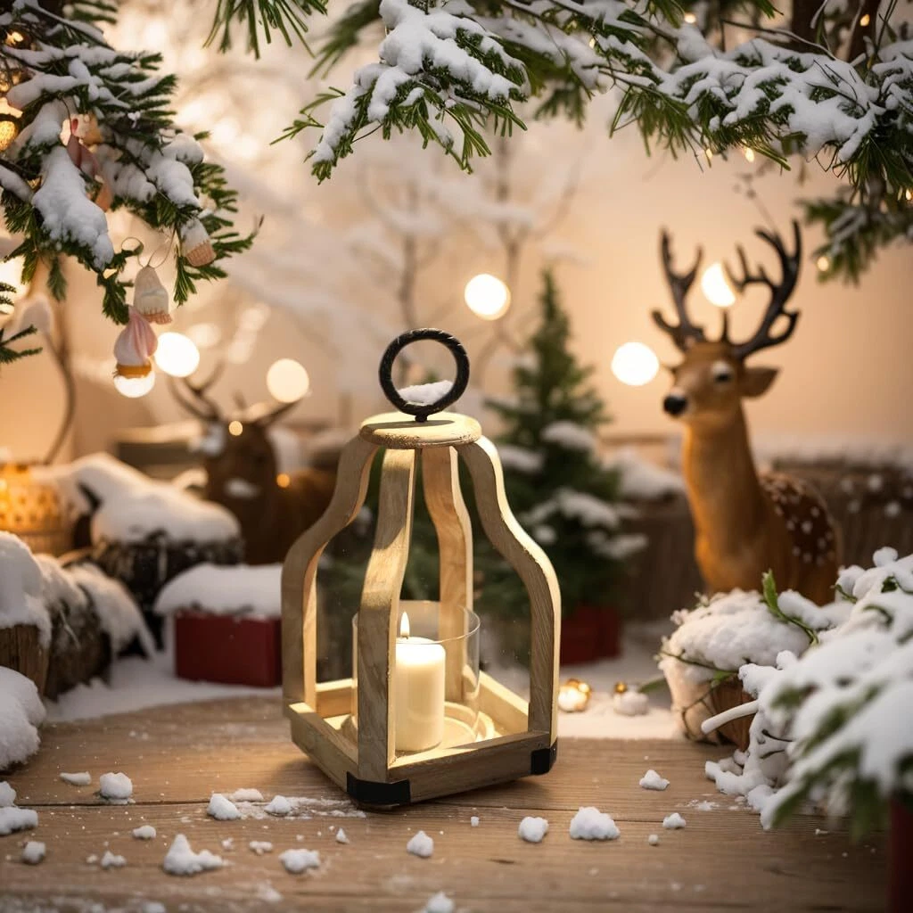 SwallowLiving Wood Candle Hurricane Lantern - Thumbnail 5