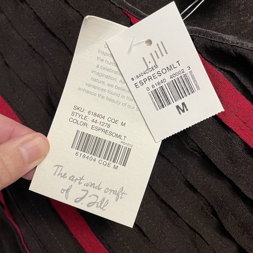 J. JILL HORIZONTAL PLEATED CREPE LONGSLEEVE BLOUSE ,ESPRESSOMLT size medium NWT! - Picture 5 of 8