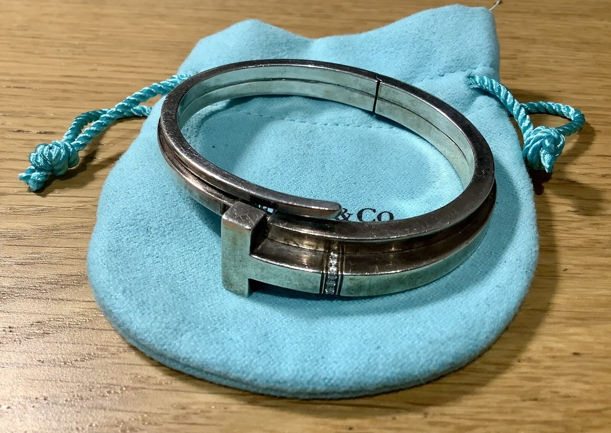 TIFFANY T Square Wrap Bracelet Bangle Ag925 Diamond Silver
