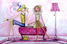 Papyrus Bella Pilar Girls on a Chaise Blank Notecard Greeting Card RARE