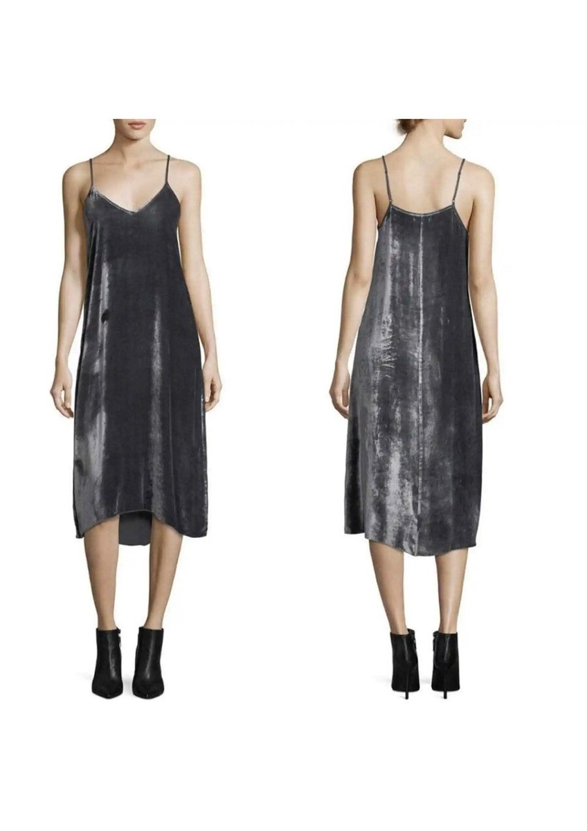 ATM Drapey Velvet Slip Dress S Grey NWOT | eBay