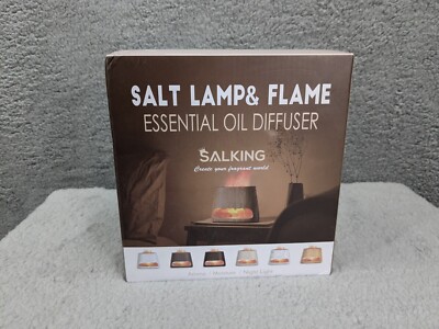 Salking Salt Lamp And Flame Essential Oil Diffuser, Wood Grain, Aroma, Moisture