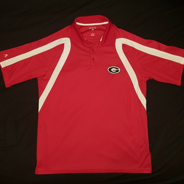 Georgia Bulldogs Men's Large Polo Shirt Embroidered Logo Red White UGA | eBay
