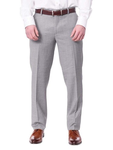 Mens Slim Fit Light Gray Flat Front Wool Dress Pants - Bild 1 von 2