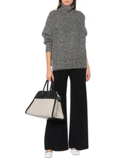 New $1920 The Row Pheliana Oversized Cashmere Turtleneck Sweater Beige & Black S