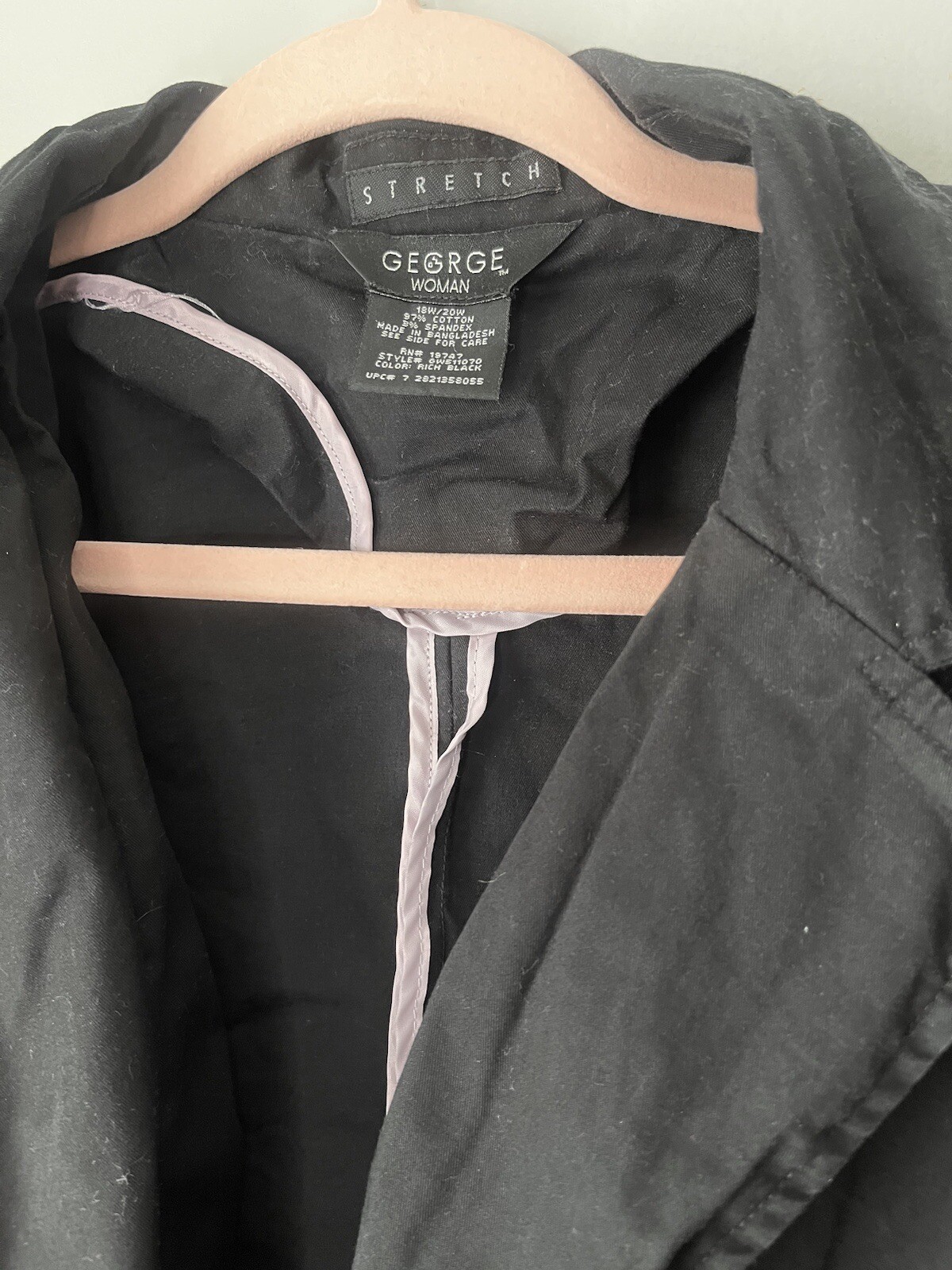 Jacket Women's 18W/20W Rich Black With Pink Lining Stretch