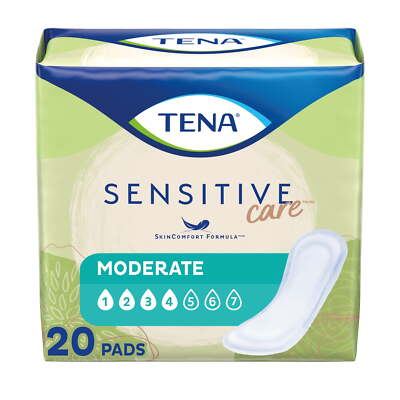20 Ct,Sensitive Care Moderate Regular Length Incontinence Pad