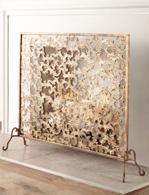 Neiman Marcus Single Panel Flat Iron Wingsong Fireplace Screen