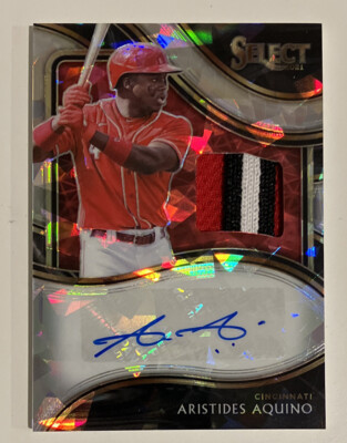 2021 Panini Select Signature Silver Cracked Ice /12 Auto Aristides Aquino Patch
