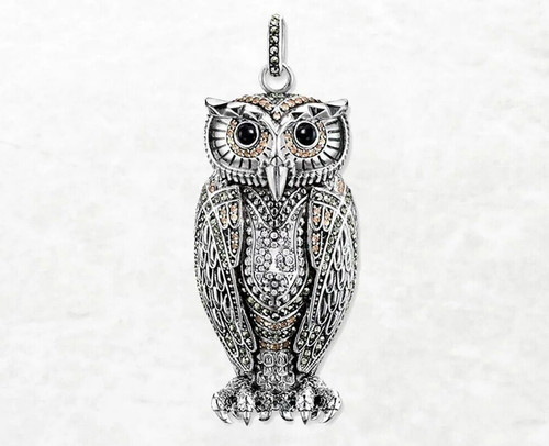 Cute Owl Bird Pendant 925 Sterling Silver