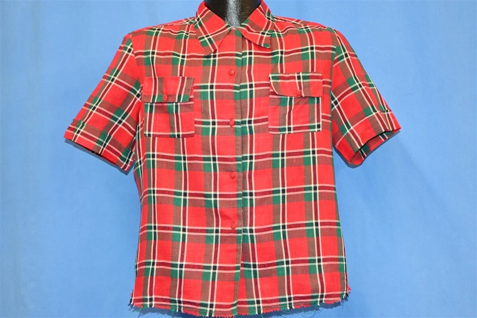 CAMISA LEVIS DE COLECCIÓN AÑOS 50 CUERNO CORTO ROJO VERDE A CUADROS WESTERN MUJER ABOTONADA XL  Foto 2 de 4