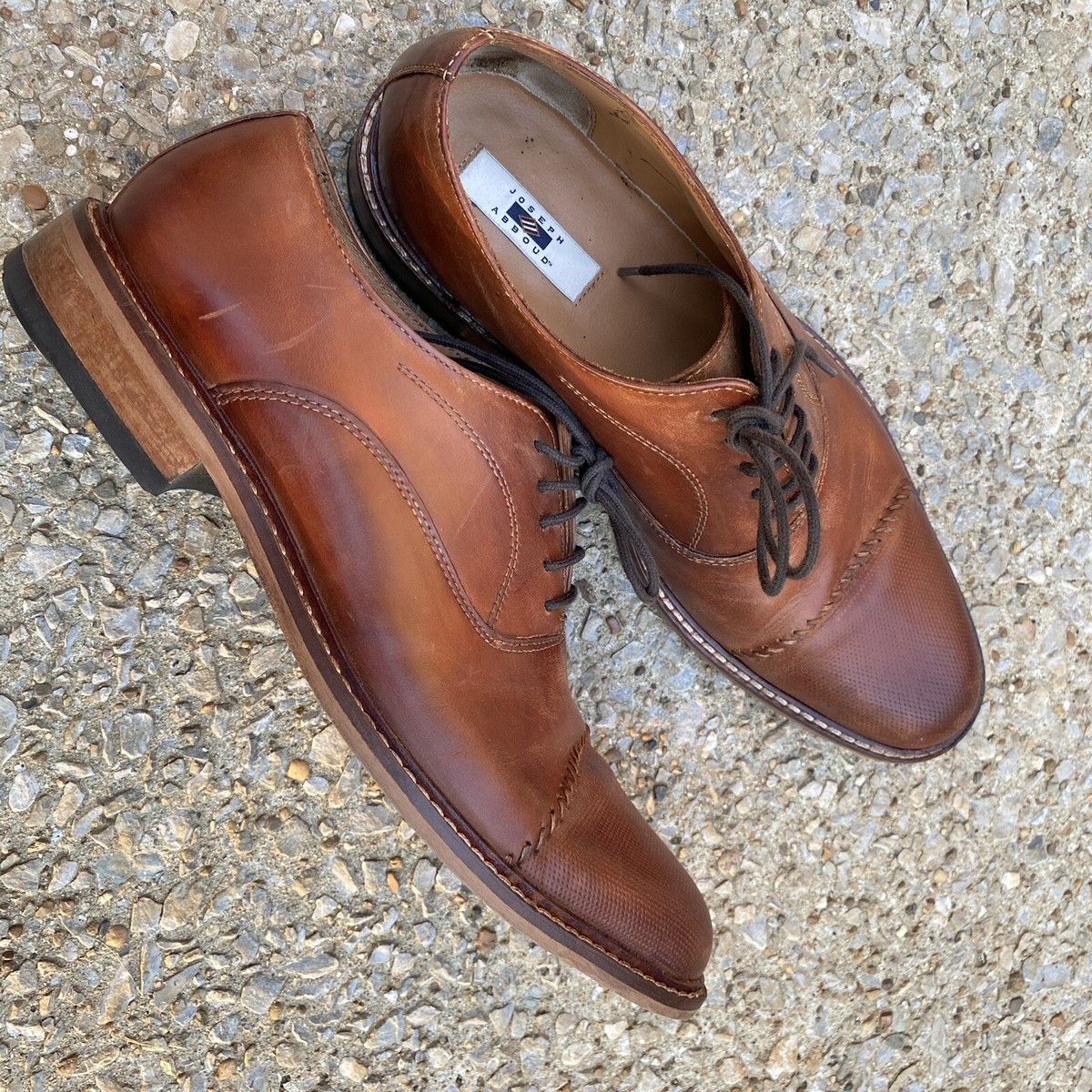 Joseph Abboud Thorton Brown Leather Plain Toe Oxford Dress Shoes Mens Sz  D