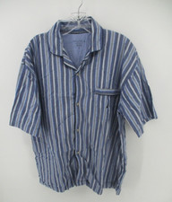 Nautica Sleepwear Large Striped Short Sleeve Button Up Shirt