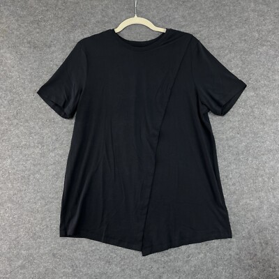 Athleta Essence Maternity T-Shirt Womens M Black Criss Cross Open Front Nursing