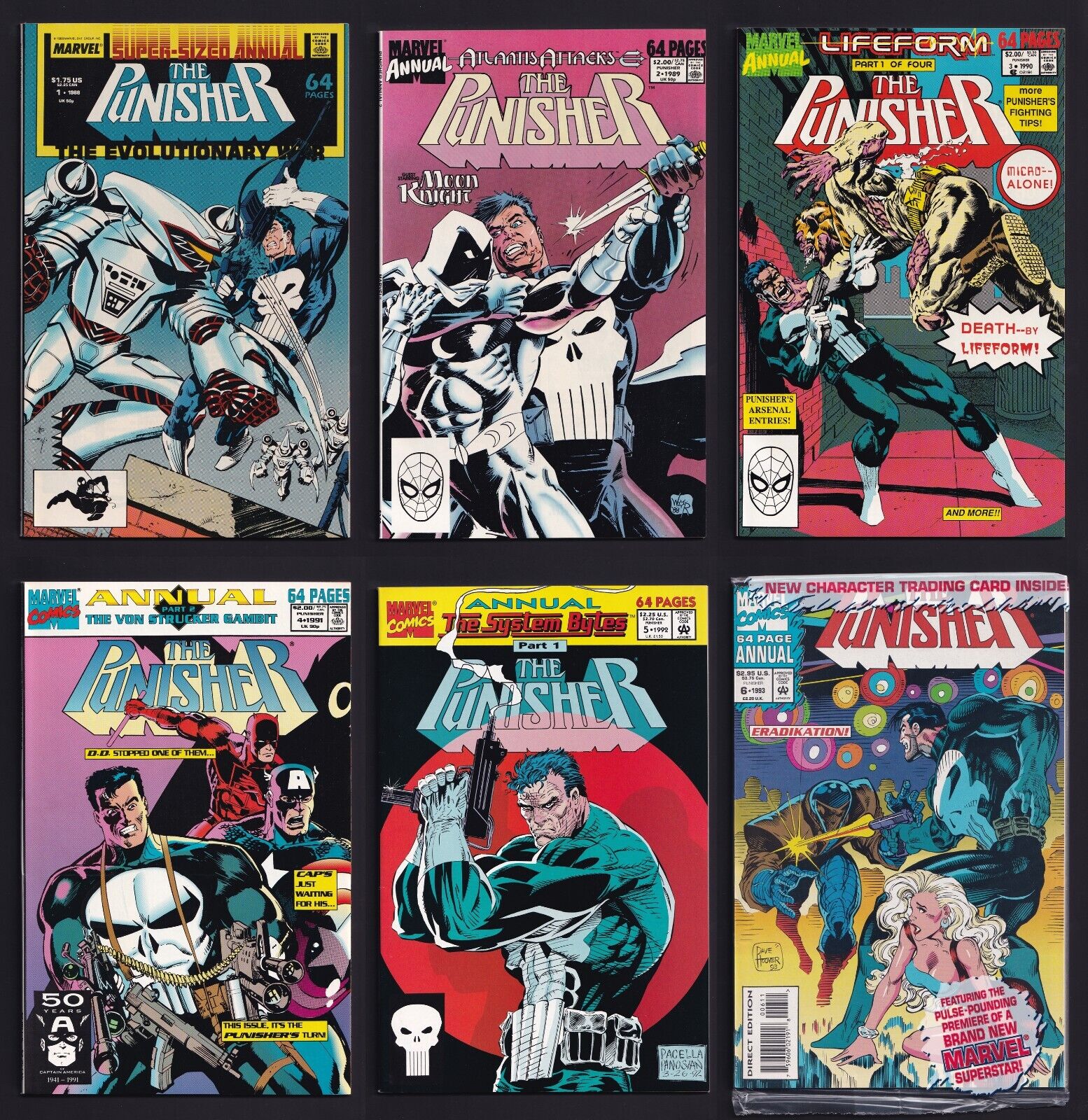The Punisher Annuals #1-6 Marvel 1988 1st Meeting with Moon Knight