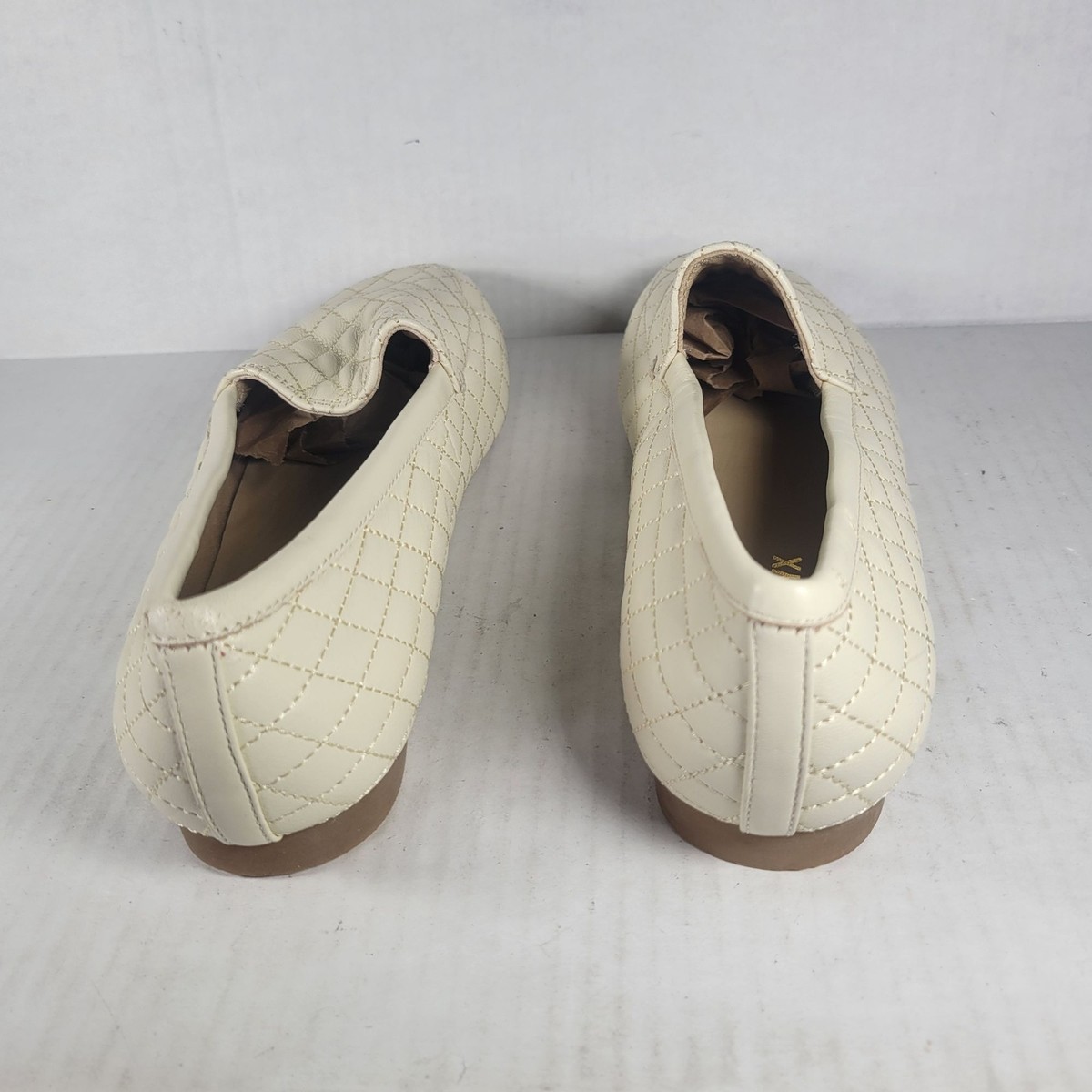 Onyx Women Professional Quilted Cream Loafers Slip-On Shoes  display picture 1