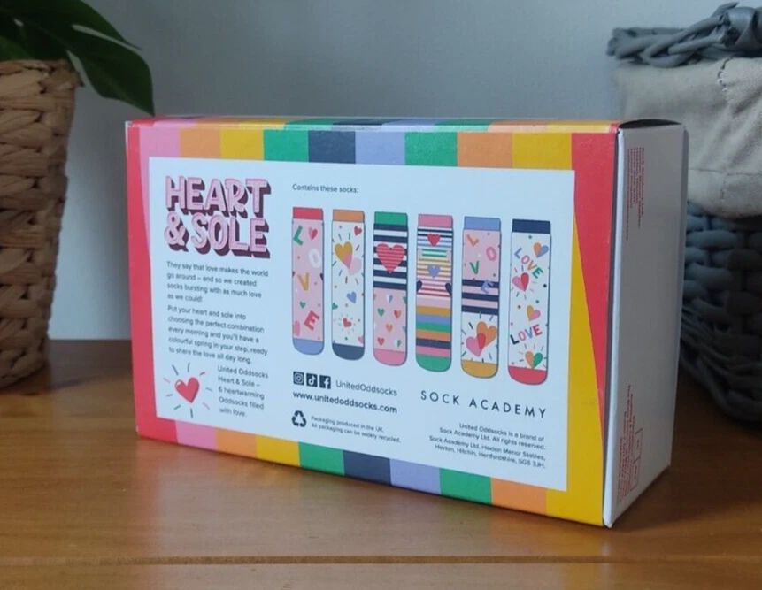 United Oddsocks Heart And Sole Odd Socks For Women Size 4-8 (pack of 6) — 第 2/4 张图片