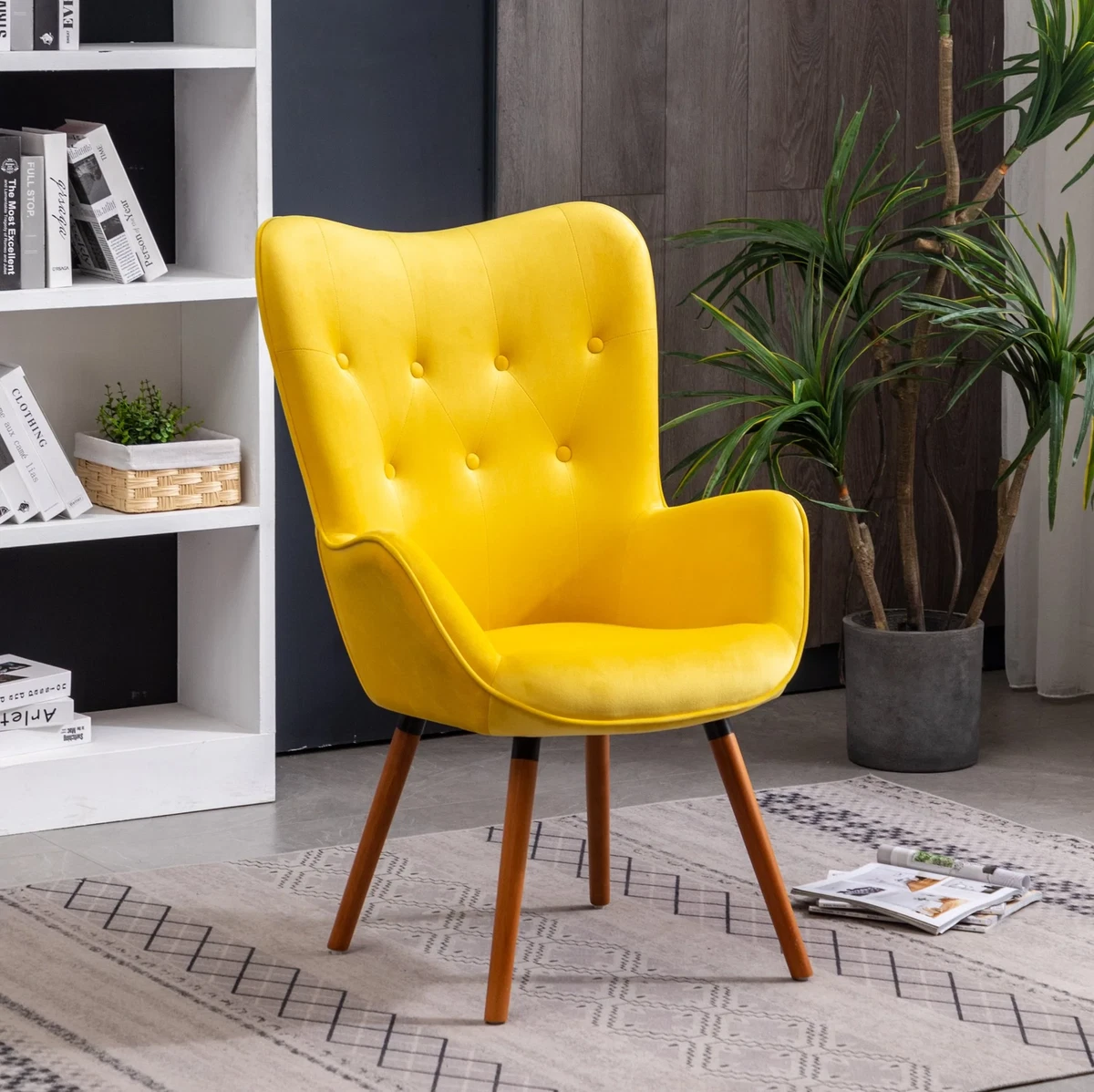 Yellow tufted chair outlet