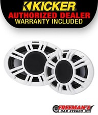 Kicker 48KMXL694 6x9" Marine Coaxial Speakers with White  Gray Grilles  150W