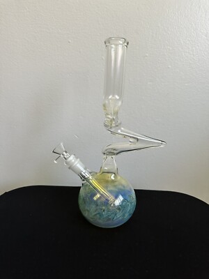 12'' Hookah Water Pipe Bong Glass  Zigzag Design Color Aqua