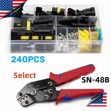 240PCS 1-6 Pin Way Car Automotvie Waterproof Electrical Wire Connectors Plug Kit