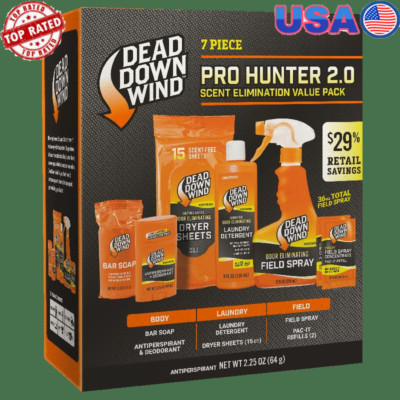 Scent Elimination Hunting Accessories Kit 7-Piece Soap Deodorant Spray Detergent