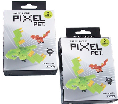 Protocol 3D Pixel Pet Puzzles LOT of 2 (4 Total 3D Puzzles) Thunderbird ZOQ NEW