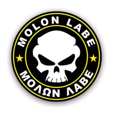 Molon Labe Yellow Circle Sticker Decal - Weatherproof - Come Take Them 2a V5b