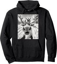 Funny Reindeer Selfie Christmas Animal Funny Unisex Hooded Sweatshirt
