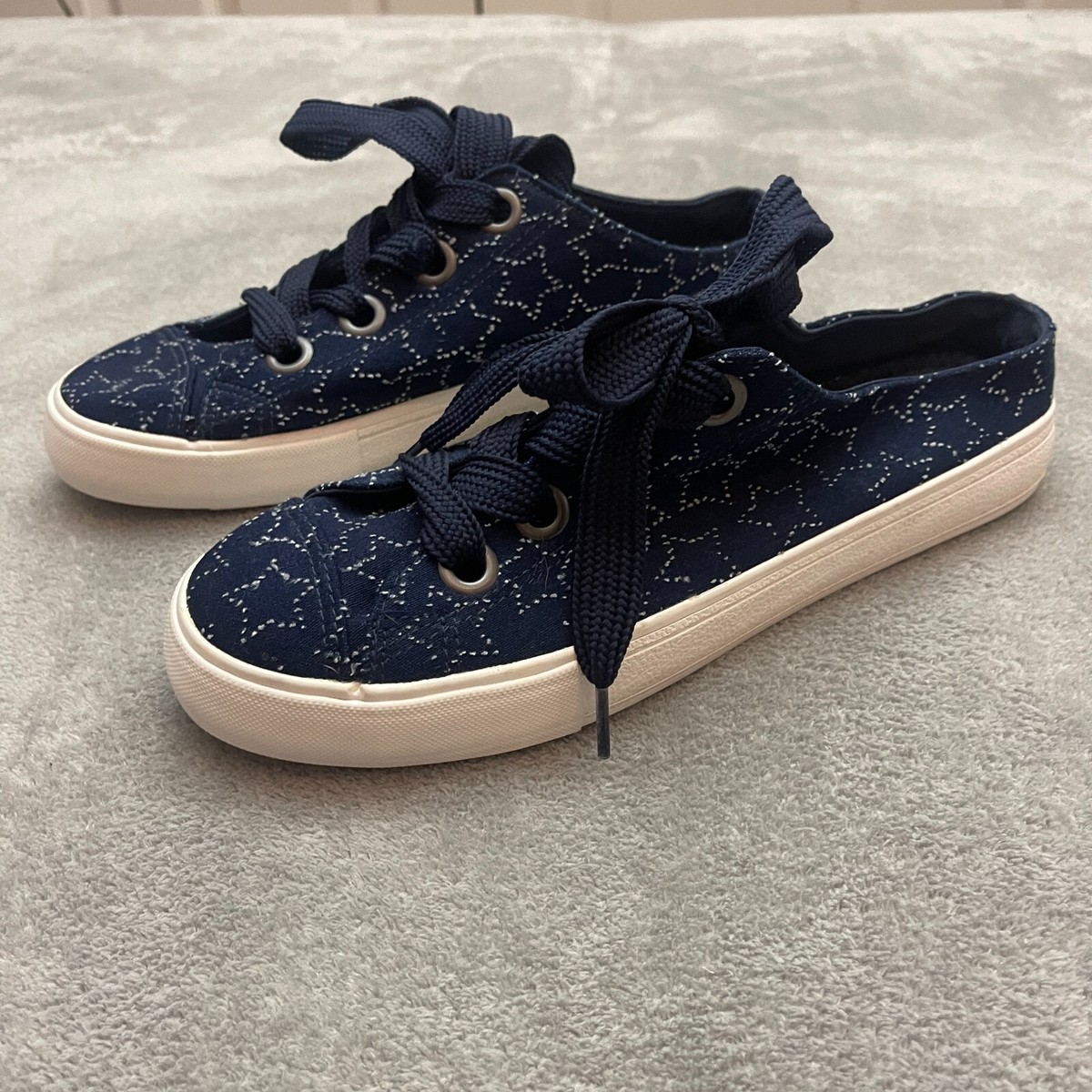 Rocket Dog Navy Blue Jokes Star Slip-On Sneaker Shoes Womens Size Plush  Foam