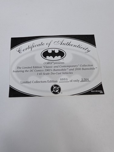 Corgi 1:43 Classic 1960's Contemporary Batmobile Batman Die-Cast #1 of 2504 RARE - Picture 15 of 15