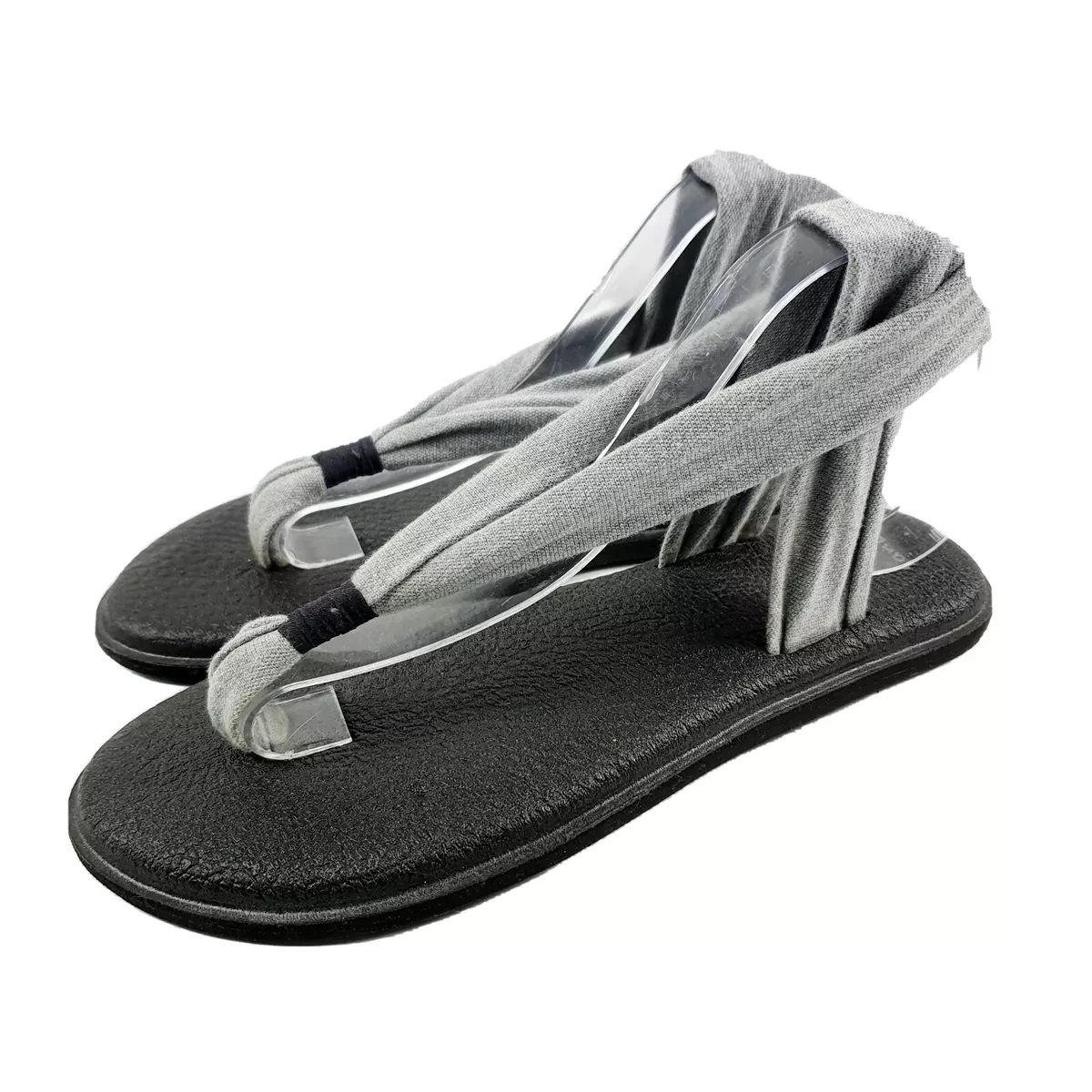 Sanuk Women's Yoga Mat Sandals Shoes Meditation Sling Wrap in Grey Size 10  / 41