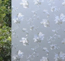 VSUDO 2 Rolls 35.4" by 78.7" Static Cling Window Film for Privacy, Hibiscus F...