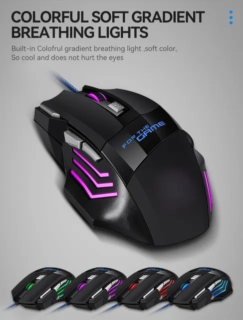 Wired Gaming Mouse RGB Backlit Ergonomic 7 Button USB Esports Gamer Mouse PC Lap