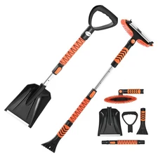 VEVOR Snow Shovel and Snow Brush,42 in Extendable Snows Broom & Ice Scraper w/18