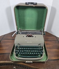 Remington Quiet Riter Portable Typewriter W/Case & Key Works Green Keys thumbnail