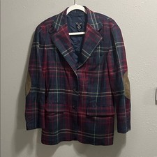 Vintage Faconnable Tartan Plaid Blazer Jacket Med Red Green M