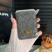 Luxury Rhinestone Magnetic Phone Wallet for iPhone 12-16 Pro Max, 3 Card Holder