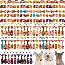  100 Pieces Dog Bows Set Include Fall Dog Bows Thanksgiving Bow Ties for Dogs 