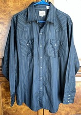 Vintage Ely Cattleman Western Pearl Snap Long Sleeve Shirt Men's XL Rodeo Black