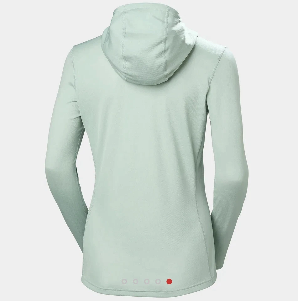 Sudadera con capucha para mujer Helly Hansen Lifa Active Solen, niebla verde, pequeña relajada Foto 2 de 4